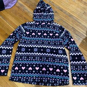 Girls Fleece pink heart Pullover size 10/12